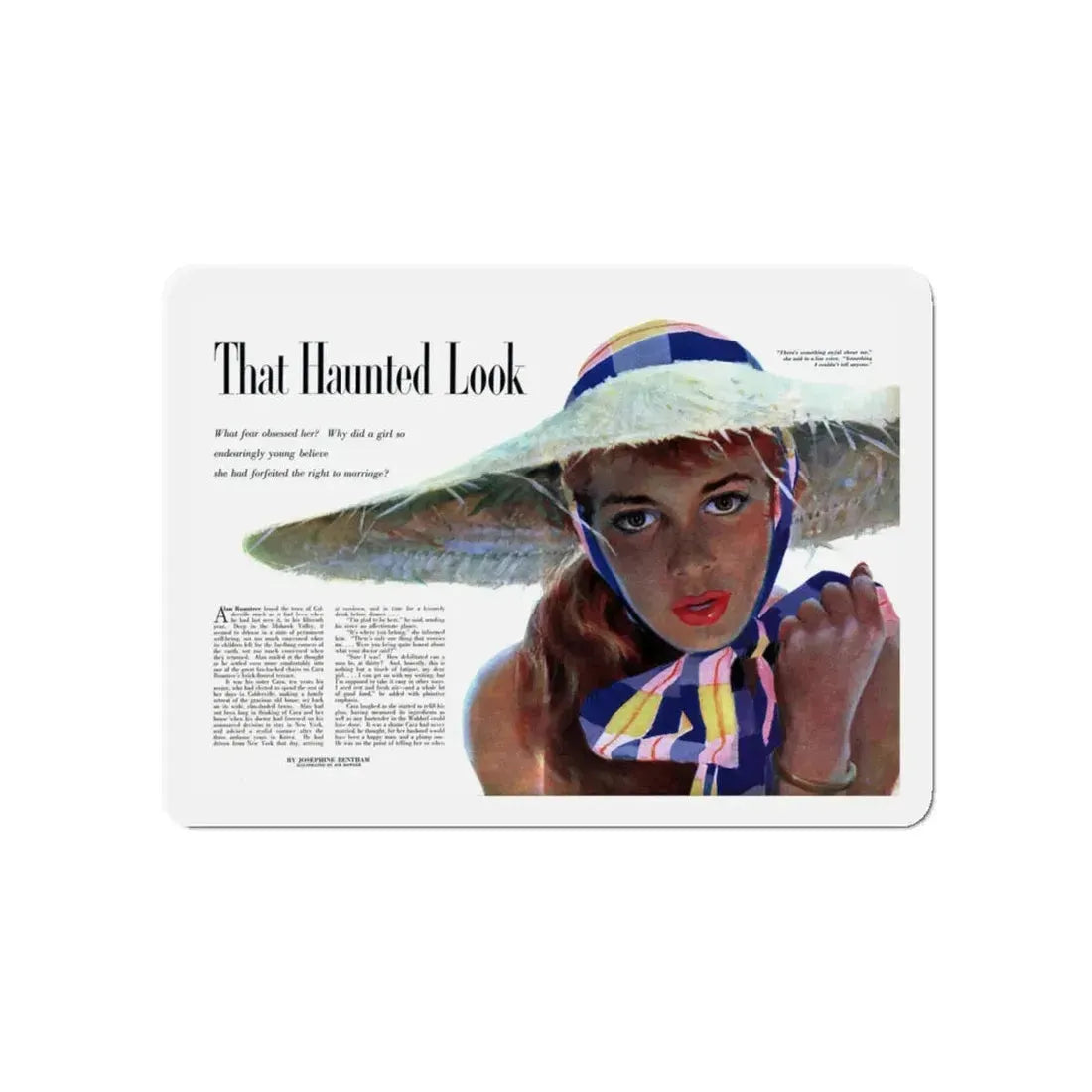 That Haunted Look (1), Redbook, November 1954 (Magazine Illustration) Refrigerator Magnet 5 Inch Die-Cut - The Sticker Space