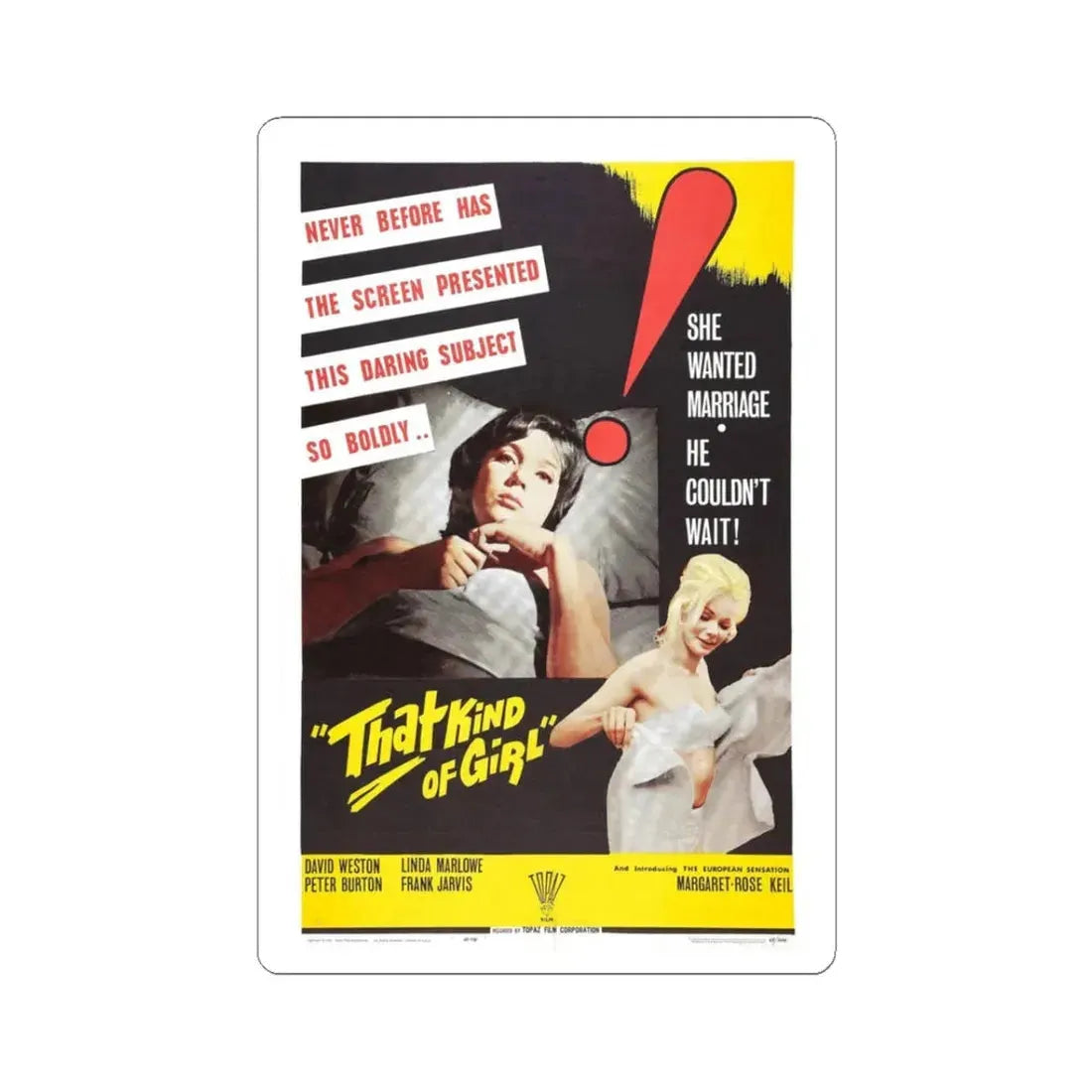 THAT KIND OF GIRL 1963 Movie Poster - STICKER Vinyl Kiss-Cut Decal 3 Inch White - The Sticker Space