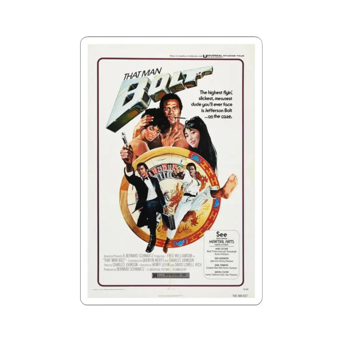 THAT MAN BOLT 1973 Movie Poster - STICKER Vinyl Kiss-Cut Decal 2 Inch White - The Sticker Space