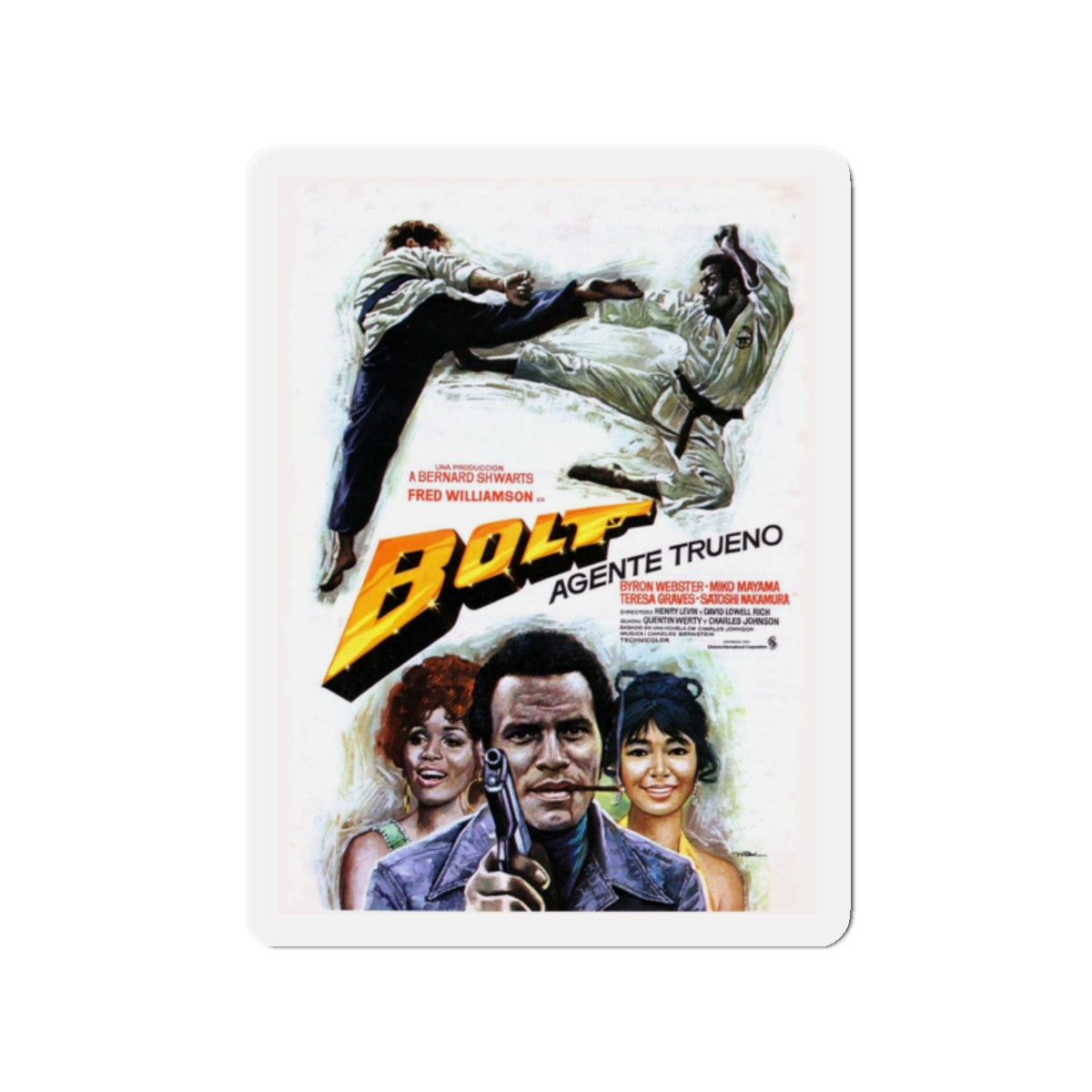 THAT MAN BOLT (2) 1973 Movie Poster - Refrigerator Magnet-2" x 2"-The Sticker Space