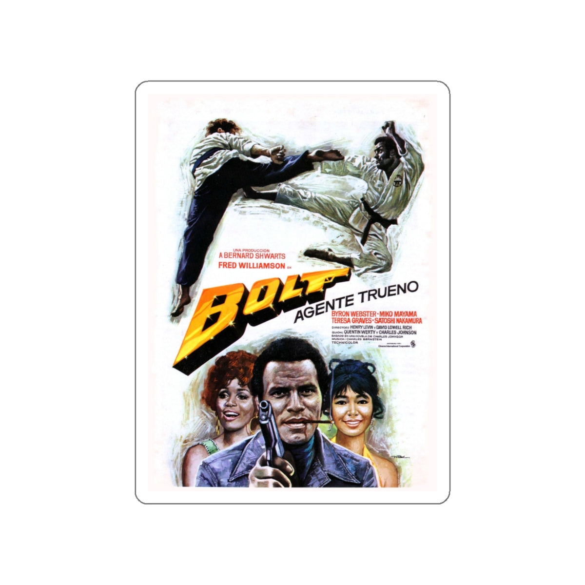 THAT MAN BOLT (2) 1973 Movie Poster STICKER Vinyl Die-Cut Decal-White-The Sticker Space