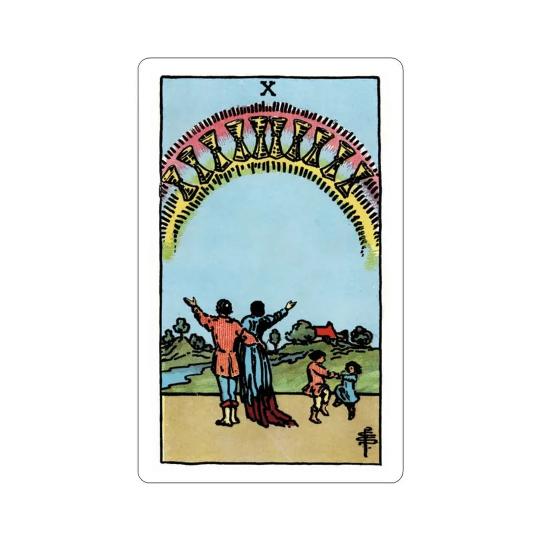 The 10 of Cups (Rider Waite Tarot Deck) STICKER Vinyl Die-Cut Decal 2 Inch - The Sticker Space