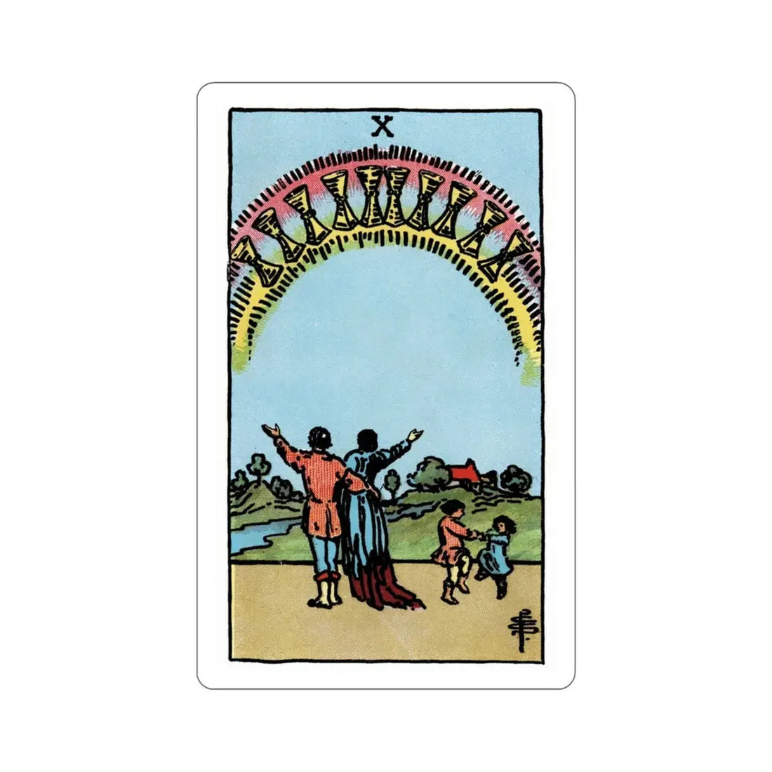 The 10 of Cups (Rider Waite Tarot Deck) STICKER Vinyl Die-Cut Decal 3 Inch - The Sticker Space