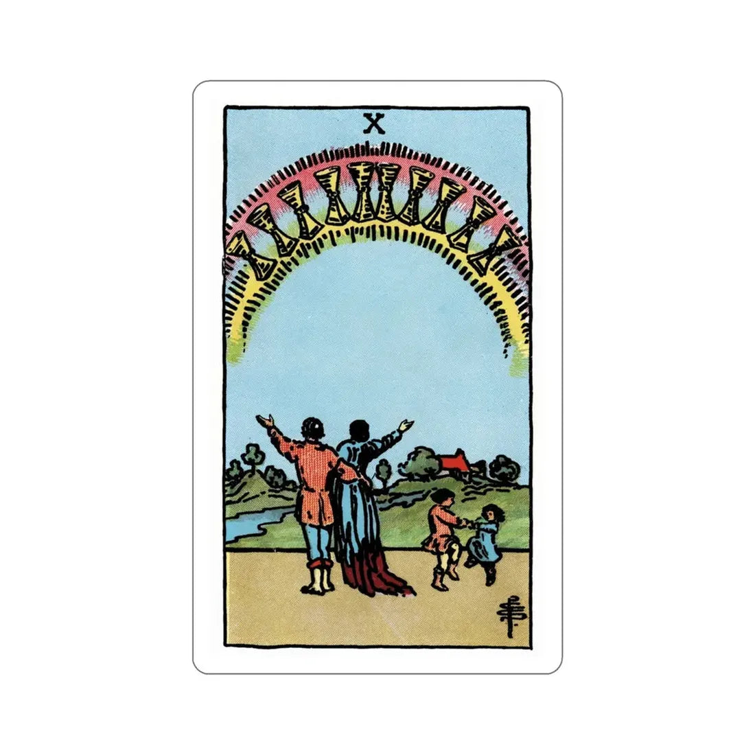 The 10 of Cups (Rider Waite Tarot Deck) STICKER Vinyl Die-Cut Decal 4 Inch - The Sticker Space
