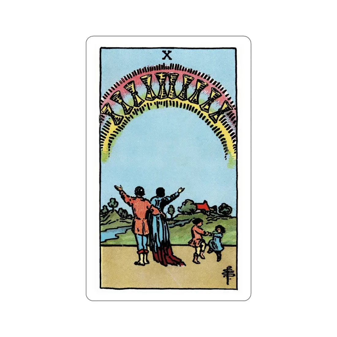 The 10 of Cups (Rider Waite Tarot Deck) STICKER Vinyl Die-Cut Decal 5 Inch - The Sticker Space