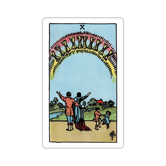 The 10 of Cups (Rider Waite Tarot Deck) STICKER Vinyl Die-Cut Decal 6 Inch - The Sticker Space