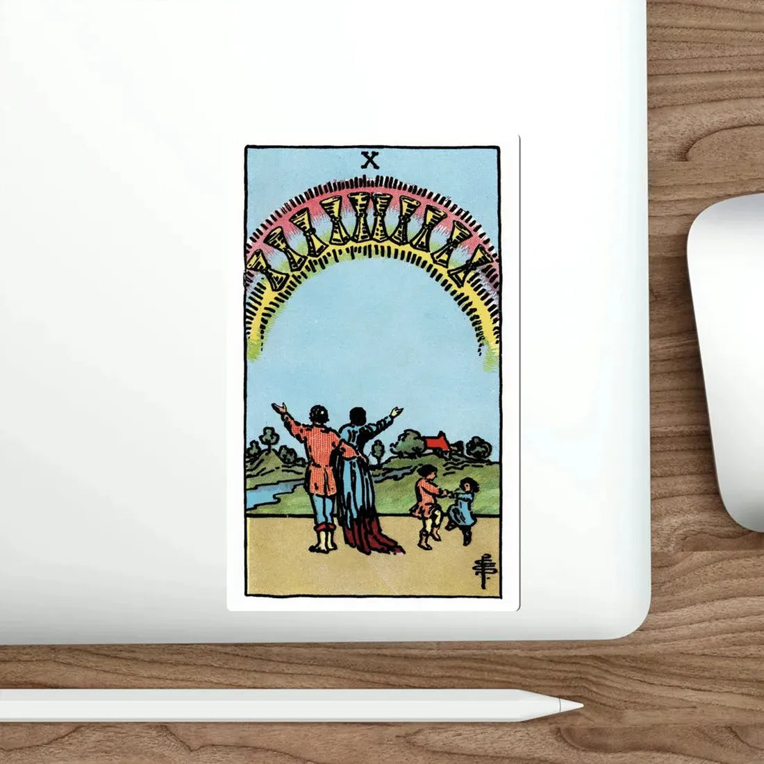 The 10 of Cups (Rider Waite Tarot Deck) STICKER Vinyl Die-Cut Decal - The Sticker Space