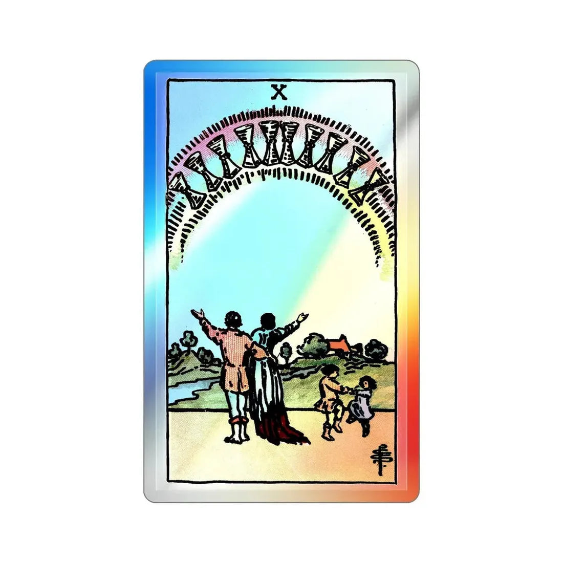 The 10 of Cups (Tarot Card) Holographic STICKER Die-Cut Vinyl Decal 4 Inch Holographic - The Sticker Space