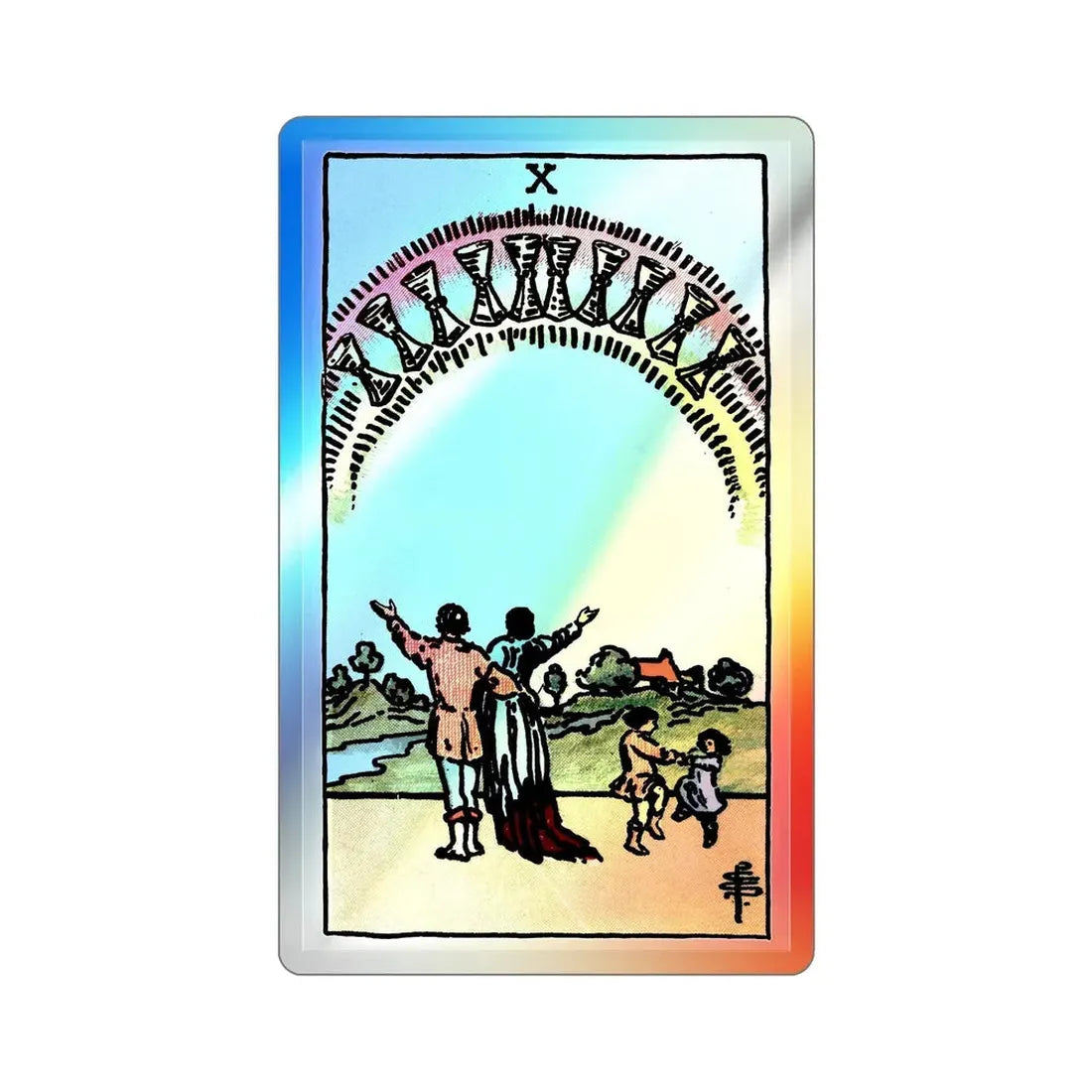 The 10 of Cups (Tarot Card) Holographic STICKER Die-Cut Vinyl Decal 5 Inch Holographic - The Sticker Space