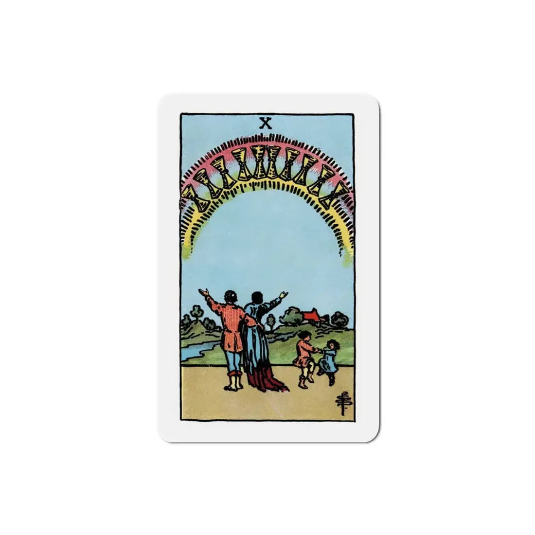 The 10 of Cups (Tarot Card) Refrigerator Magnet 3 Inch - The Sticker Space