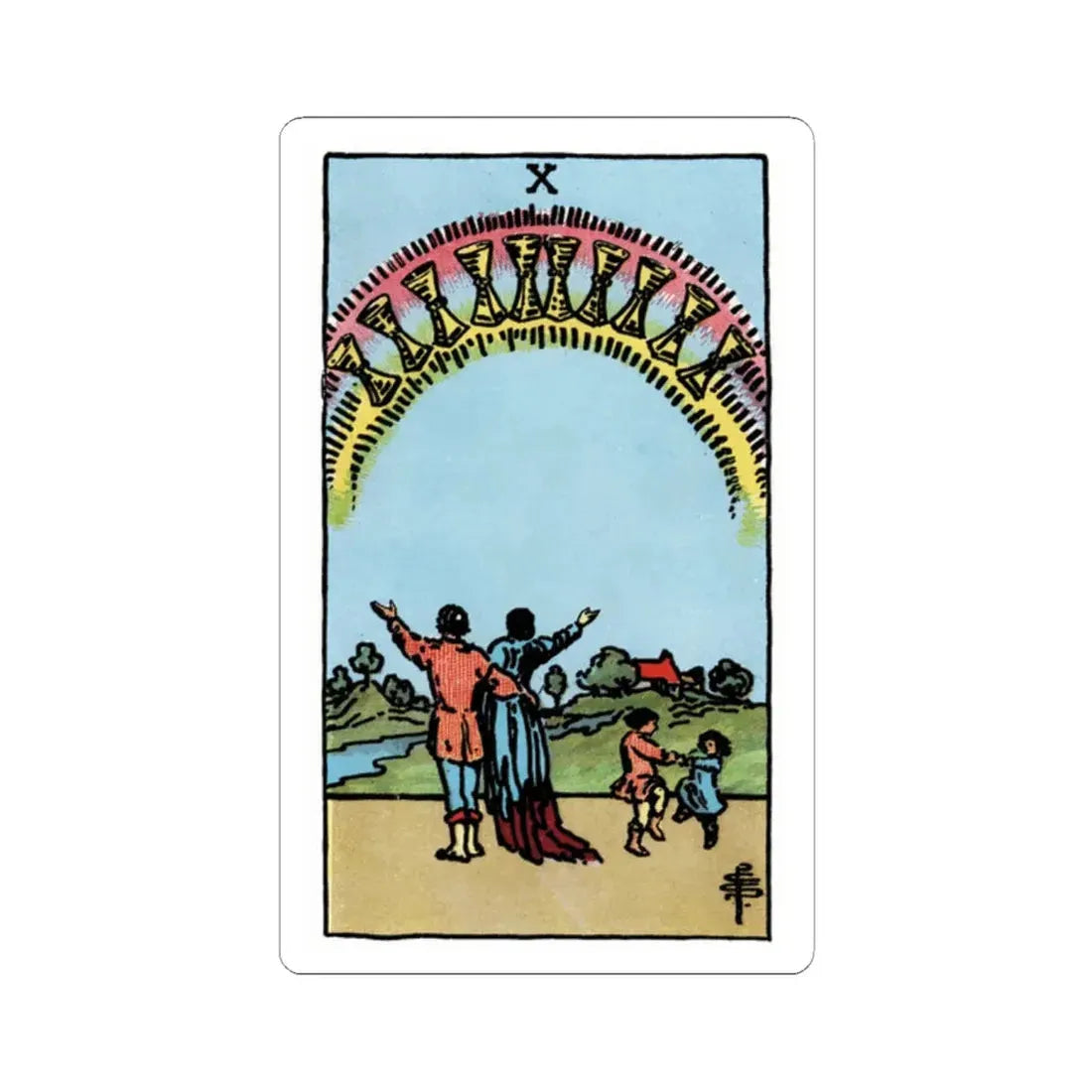 The 10 of Cups (Tarot Card) STICKER Vinyl Kiss-Cut Decal 2 Inch White - The Sticker Space