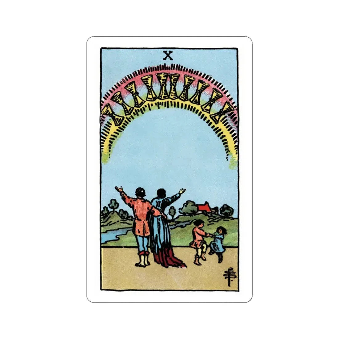 The 10 of Cups (Tarot Card) STICKER Vinyl Kiss-Cut Decal 3 Inch White - The Sticker Space