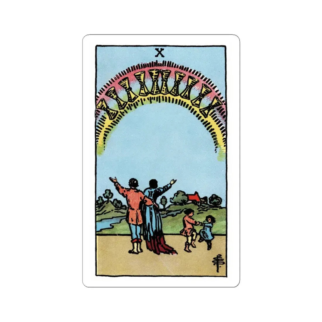 The 10 of Cups (Tarot Card) STICKER Vinyl Kiss-Cut Decal 4 Inch White - The Sticker Space