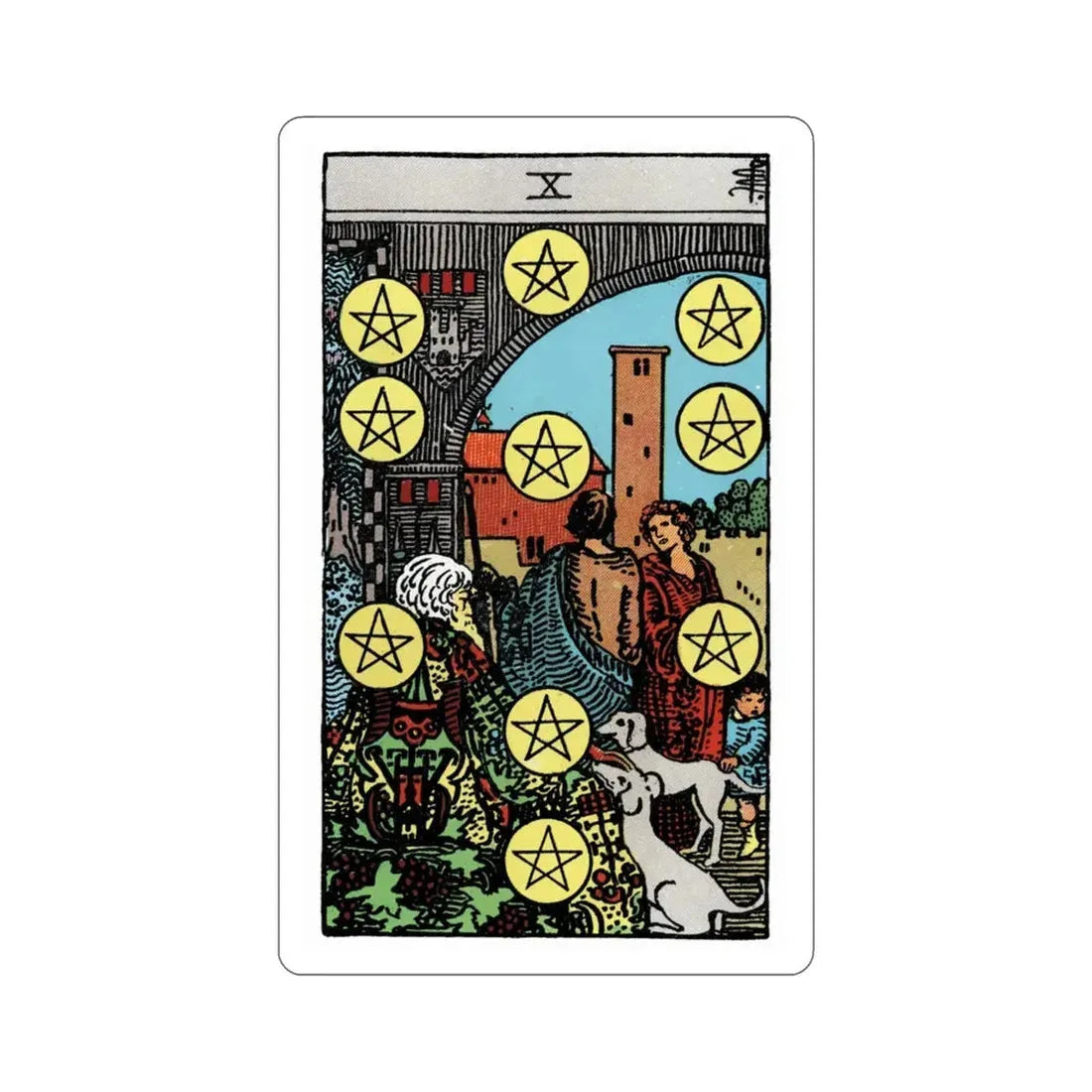 The 10 of Pentacles (Rider Waite Tarot Deck) STICKER Vinyl Die-Cut Decal 3 Inch - The Sticker Space