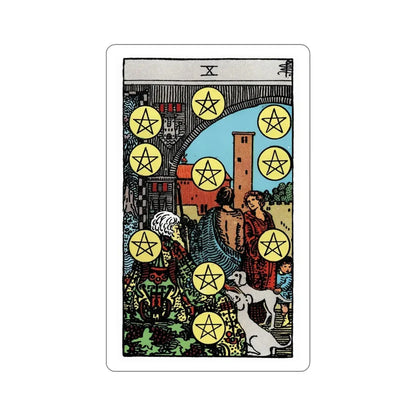 The 10 of Pentacles (Rider Waite Tarot Deck) STICKER Vinyl Die-Cut Decal 5 Inch - The Sticker Space