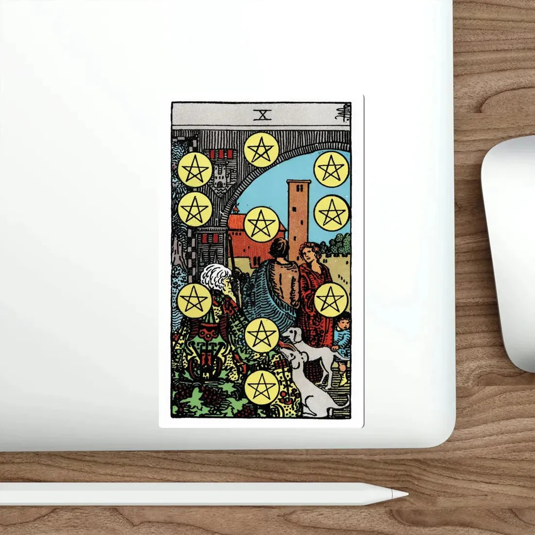 The 10 of Pentacles (Rider Waite Tarot Deck) STICKER Vinyl Die-Cut Decal - The Sticker Space