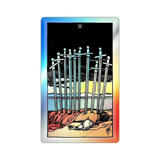 The 10 of Swords (Tarot Card) Holographic STICKER Die-Cut Vinyl Decal 6 Inch Holographic - The Sticker Space