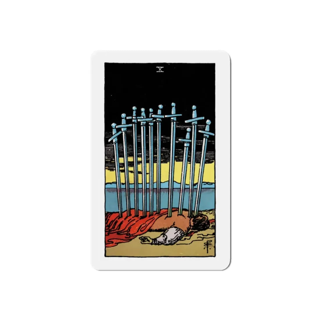 The 10 of Swords (Tarot Card) Refrigerator Magnet 2 Inch - The Sticker Space
