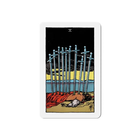 The 10 of Swords (Tarot Card) Refrigerator Magnet 2 Inch - The Sticker Space