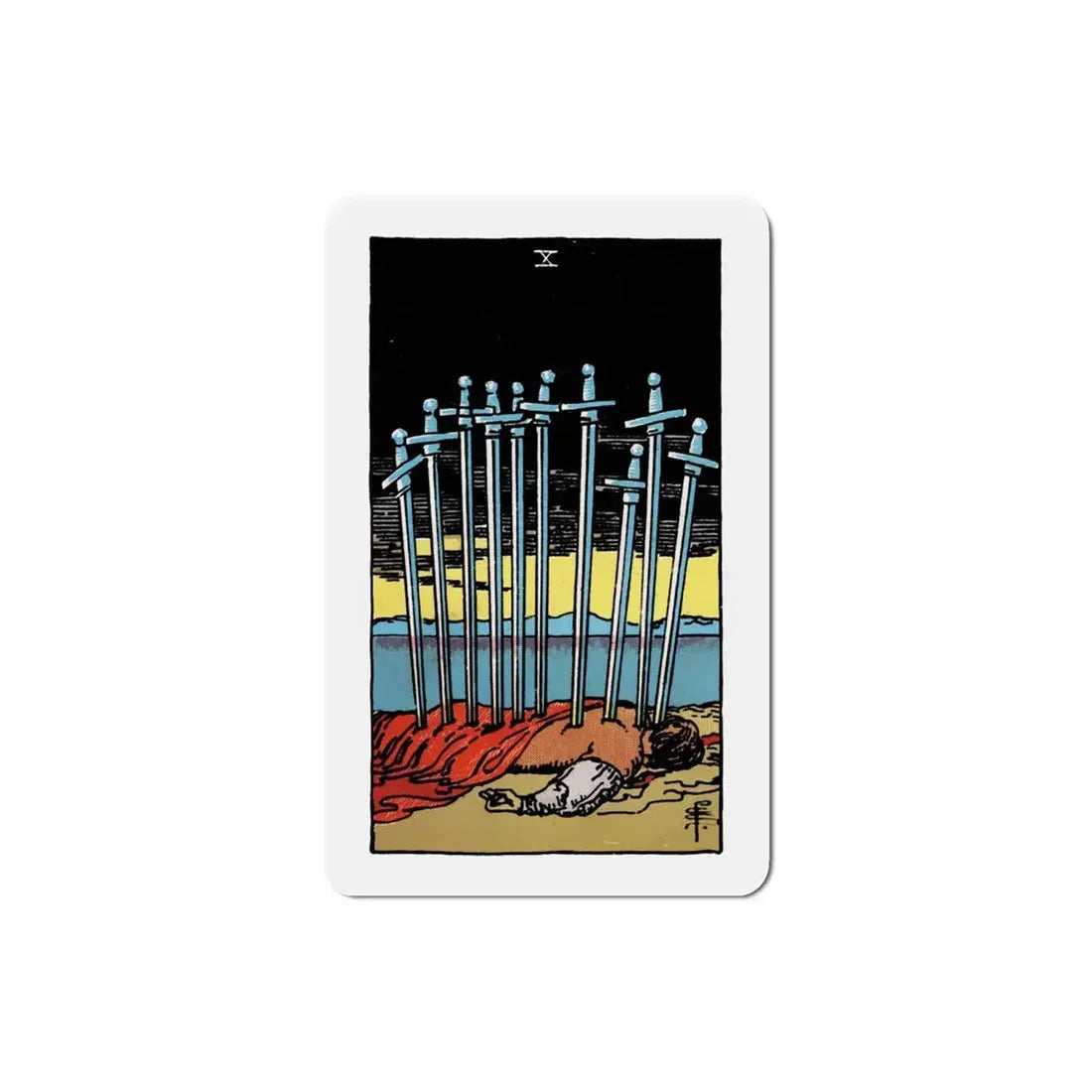 The 10 of Swords (Tarot Card) Refrigerator Magnet 4 Inch - The Sticker Space