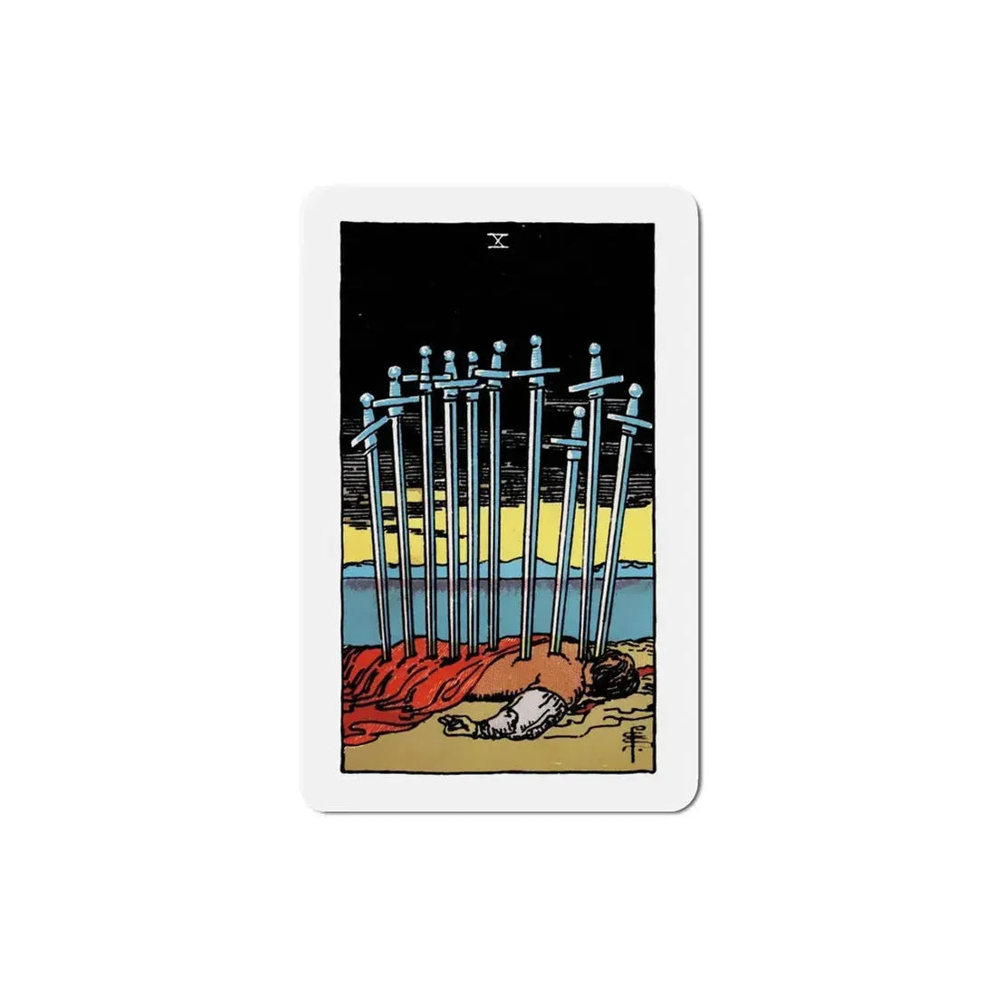 The 10 of Swords (Tarot Card) Refrigerator Magnet 5 Inch - The Sticker Space