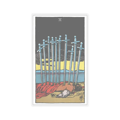 The 10 of Swords (Tarot Card) STICKER Vinyl Kiss-Cut Decal 3 Inch Transparent - The Sticker Space