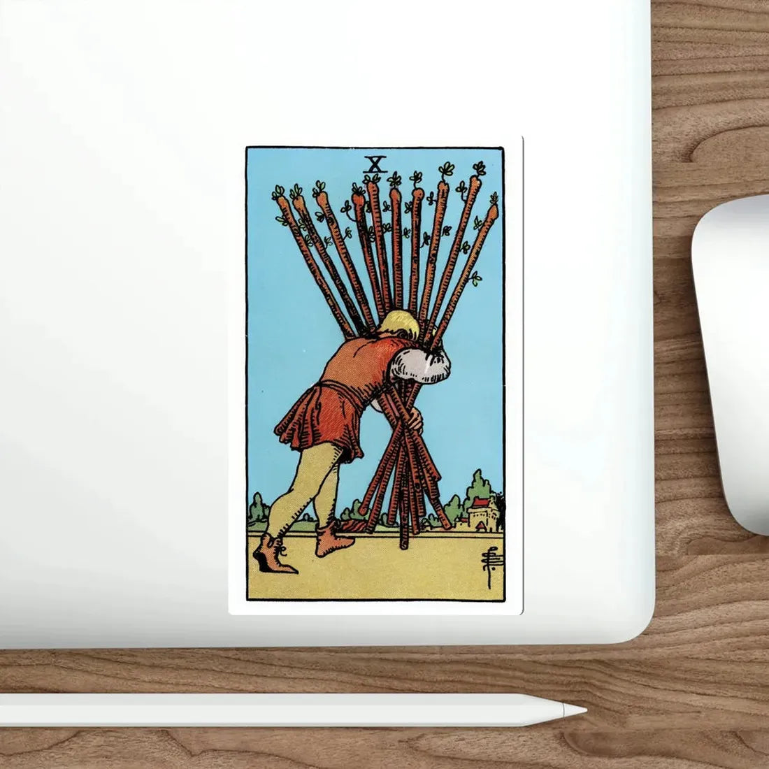 The 10 of Wands (Rider Waite Tarot Deck) STICKER Vinyl Die-Cut Decal - The Sticker Space