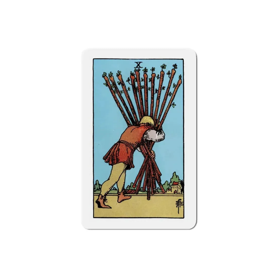 The 10 of Wands (Tarot Card) Refrigerator Magnet 3 Inch - The Sticker Space