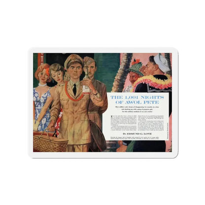 The 1001 Nights of AWOL Pete, True magazine, April 1960 (Magazine Illustration) Refrigerator Magnet 2 Inch Die-Cut - The Sticker Space