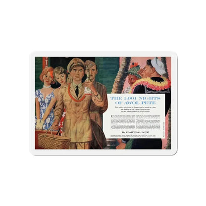 The 1001 Nights of AWOL Pete, True magazine, April 1960 (Magazine Illustration) Refrigerator Magnet 4 Inch Die-Cut - The Sticker Space