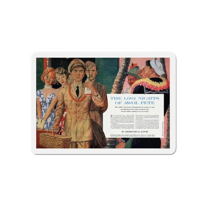 The 1001 Nights of AWOL Pete, True magazine, April 1960 (Magazine Illustration) Refrigerator Magnet 5 Inch Die-Cut - The Sticker Space