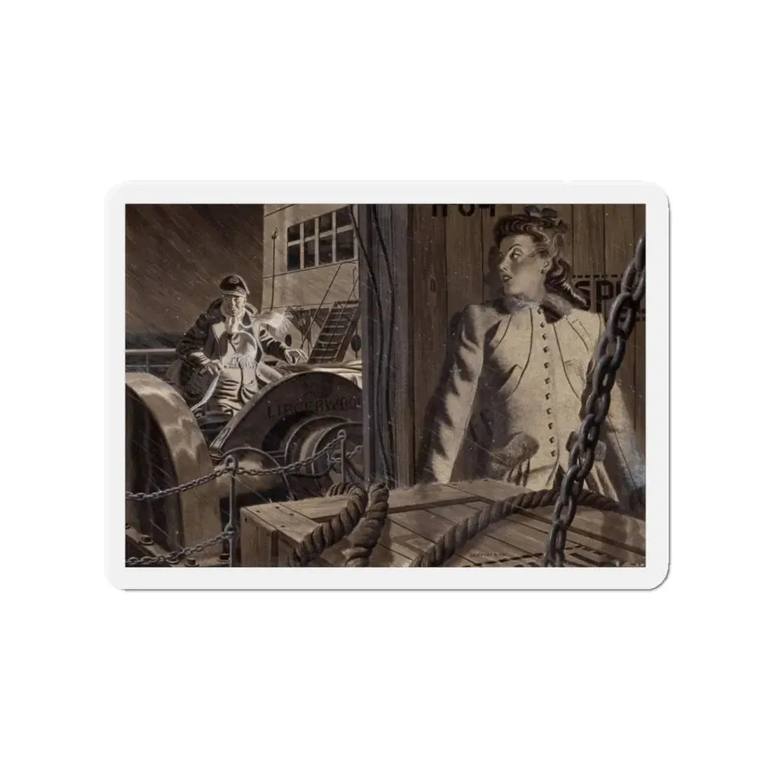 The 17th Letter 2, The Saturday Evening Post story illustration (Magazine Illustration) Refrigerator Magnet 3 Inch Die-Cut - The Sticker Space