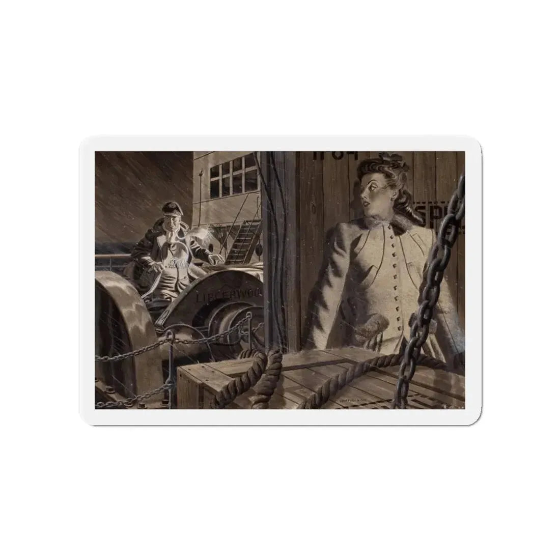 The 17th Letter 2, The Saturday Evening Post story illustration (Magazine Illustration) Refrigerator Magnet 4 Inch Die-Cut - The Sticker Space