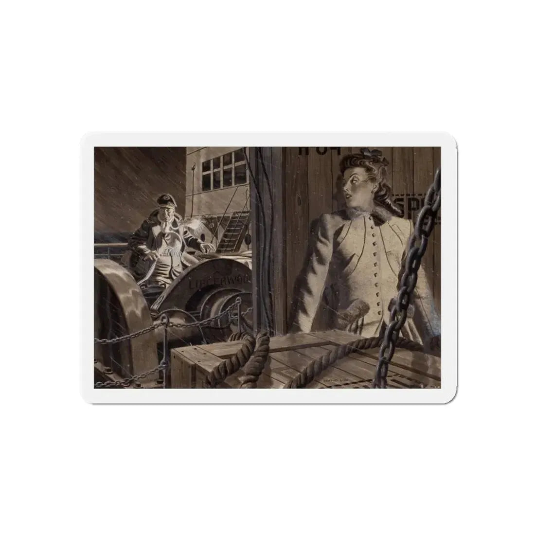 The 17th Letter 2, The Saturday Evening Post story illustration (Magazine Illustration) Refrigerator Magnet 5 Inch Die-Cut - The Sticker Space