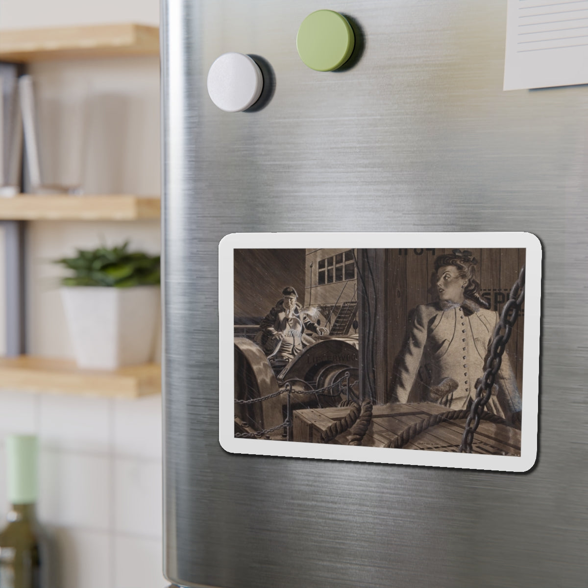 The 17th Letter 2, The Saturday Evening Post story illustration (Magazine Illustration) Refrigerator Magnet-The Sticker Space