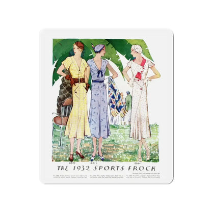 The 1932 Sports Frock, McCall's, February 1932 (Magazine Illustration) Refrigerator Magnet 2 Inch Die-Cut - The Sticker Space