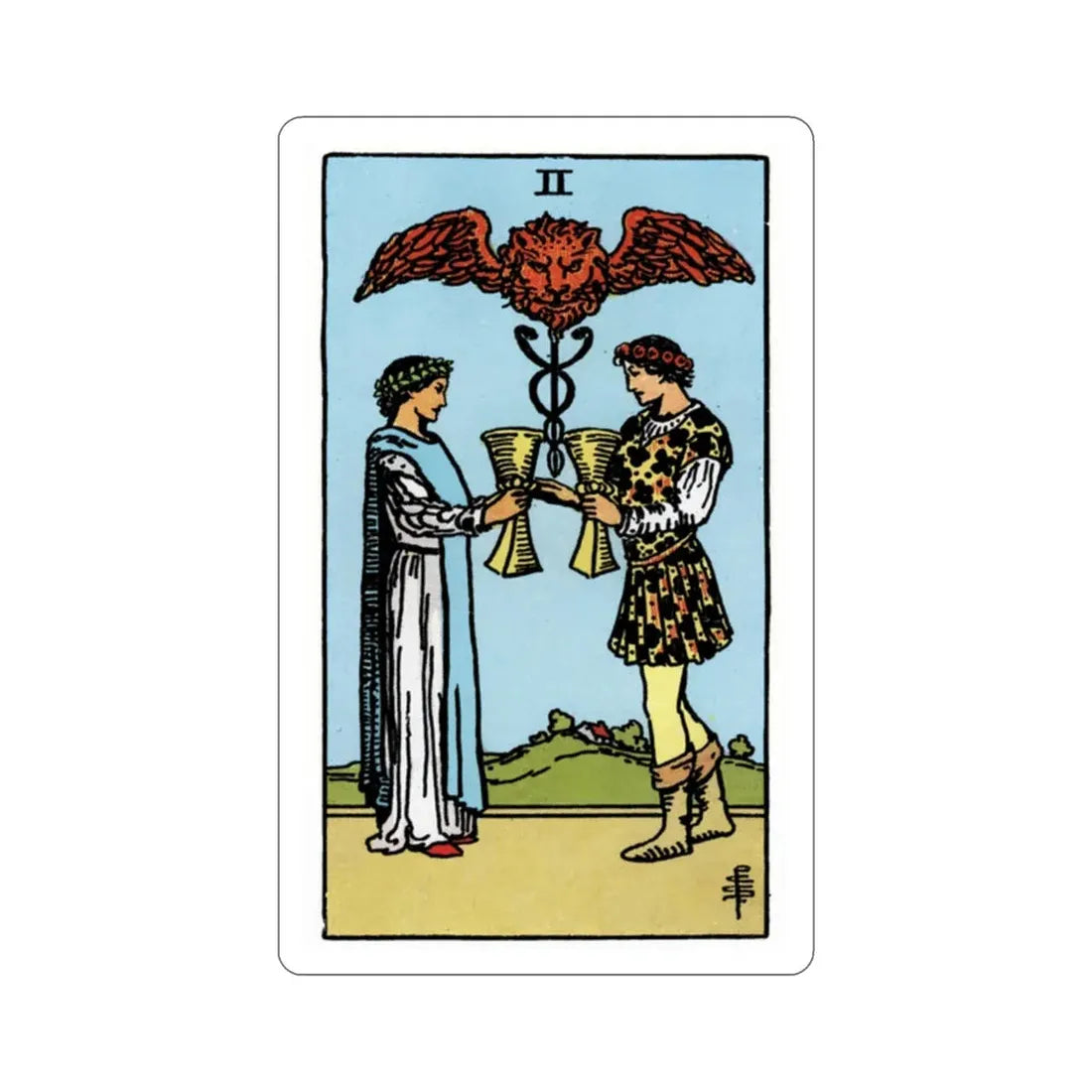 The 2 of Cups (Rider Waite Tarot Deck) STICKER Vinyl Die-Cut Decal 2 Inch - The Sticker Space