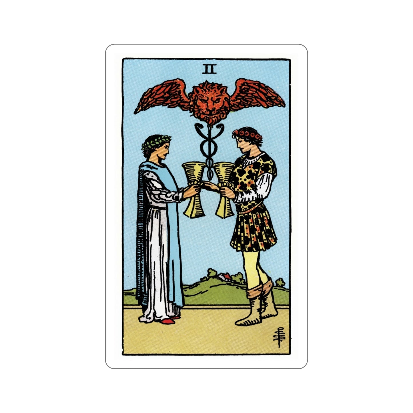 The 2 of Cups (Rider Waite Tarot Deck) STICKER Vinyl Die-Cut Decal-5 Inch-The Sticker Space