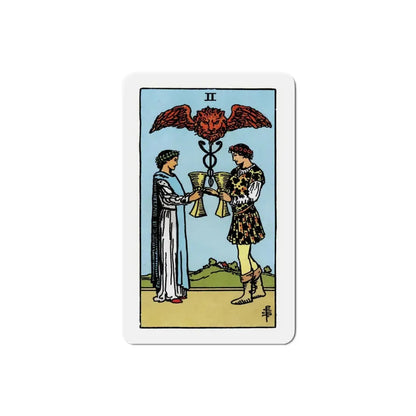 The 2 of Cups (Tarot Card) Refrigerator Magnet 3 Inch - The Sticker Space