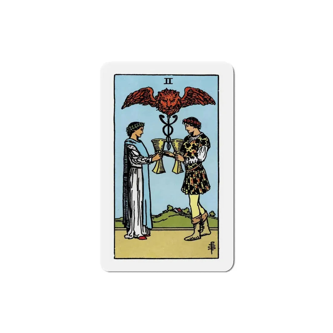 The 2 of Cups (Tarot Card) Refrigerator Magnet 5 Inch - The Sticker Space