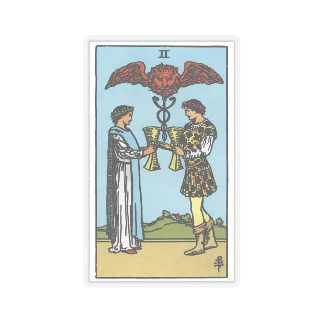 The 2 of Cups (Tarot Card) STICKER Vinyl Kiss-Cut Decal 2 Inch Transparent - The Sticker Space