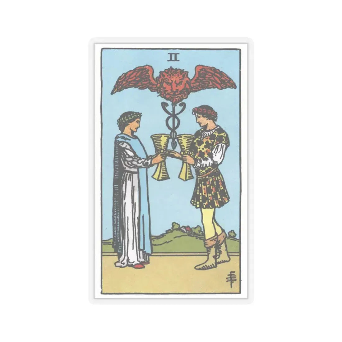 The 2 of Cups (Tarot Card) STICKER Vinyl Kiss-Cut Decal 3 Inch Transparent - The Sticker Space