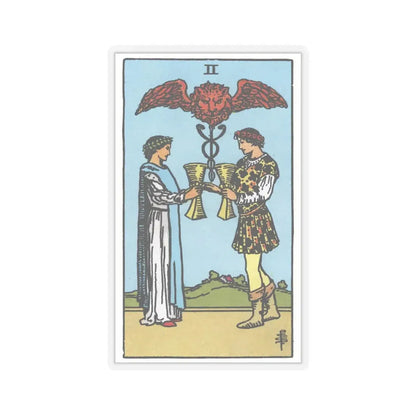 The 2 of Cups (Tarot Card) STICKER Vinyl Kiss-Cut Decal 4 Inch Transparent - The Sticker Space