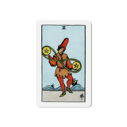 The 2 of Pentacles (Tarot Card) Refrigerator Magnet 2 Inch - The Sticker Space