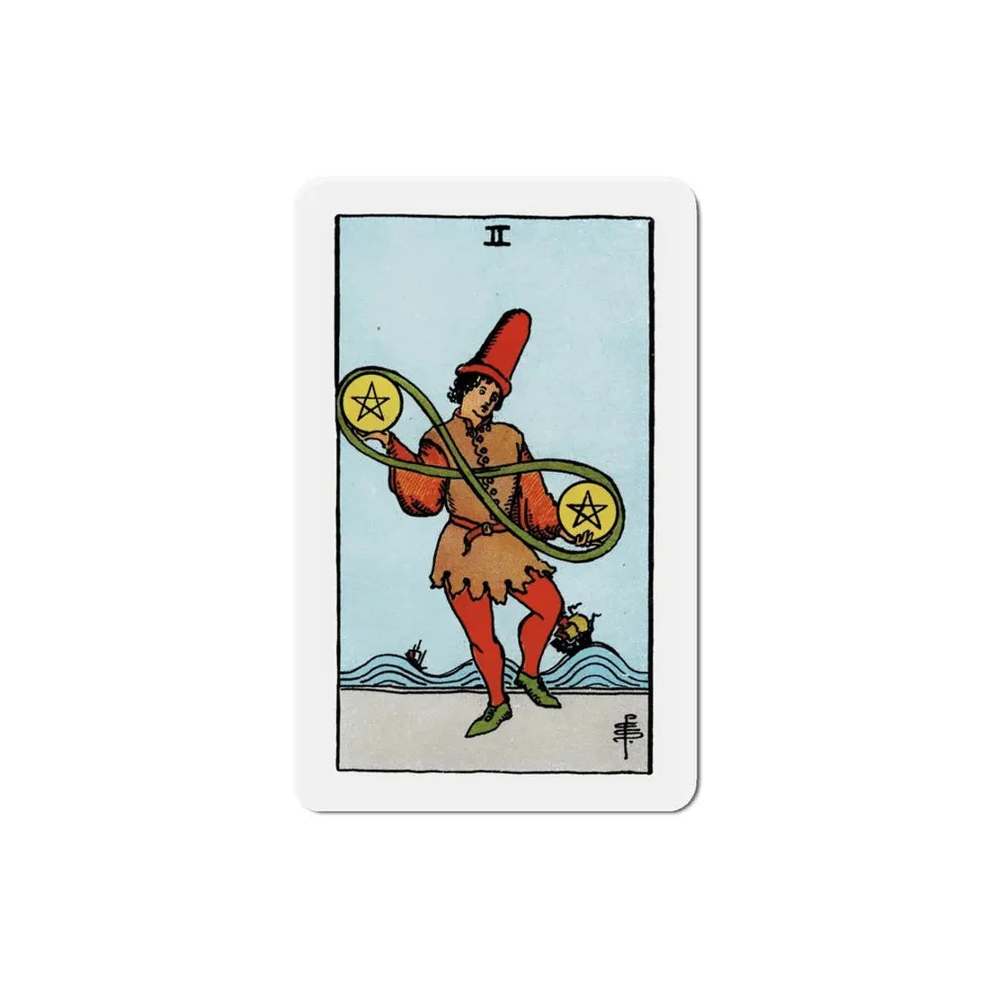 The 2 of Pentacles (Tarot Card) Refrigerator Magnet 4 Inch - The Sticker Space