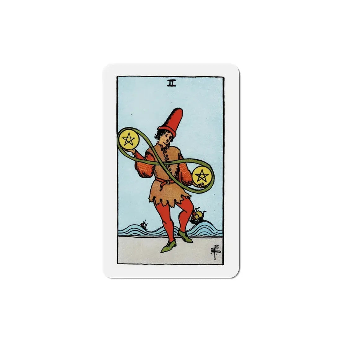 The 2 of Pentacles (Tarot Card) Refrigerator Magnet 5 Inch - The Sticker Space