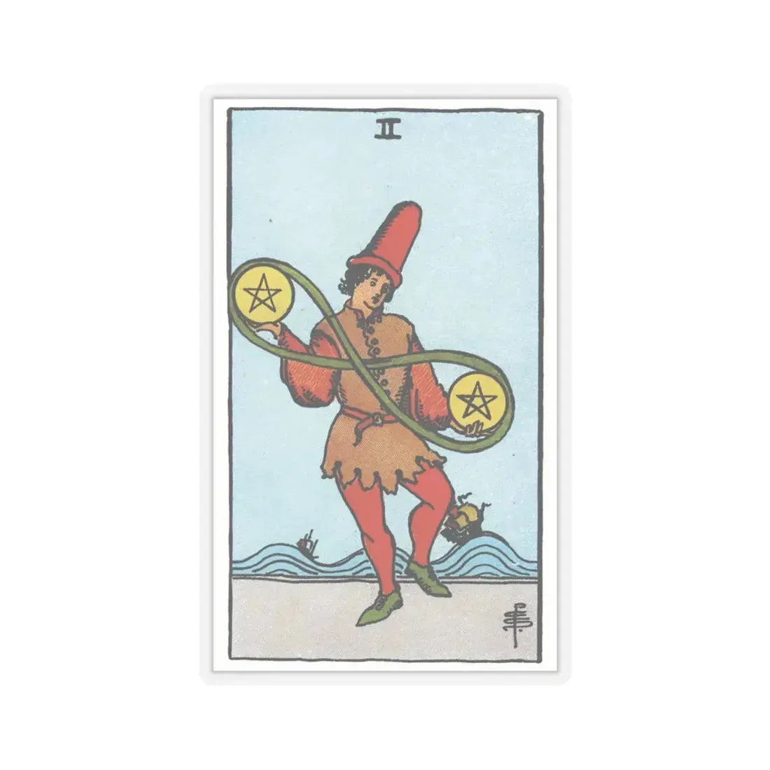 The 2 of Pentacles (Tarot Card) STICKER Vinyl Kiss-Cut Decal 4 Inch Transparent - The Sticker Space