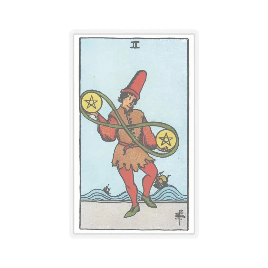 The 2 of Pentacles (Tarot Card) STICKER Vinyl Kiss-Cut Decal 6 Inch Transparent - The Sticker Space