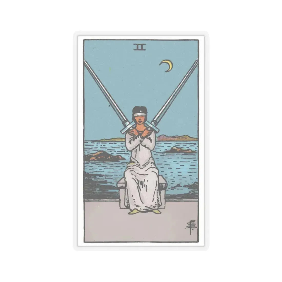 The 2 of Swords (Tarot Card) STICKER Vinyl Kiss-Cut Decal 6 Inch Transparent - The Sticker Space
