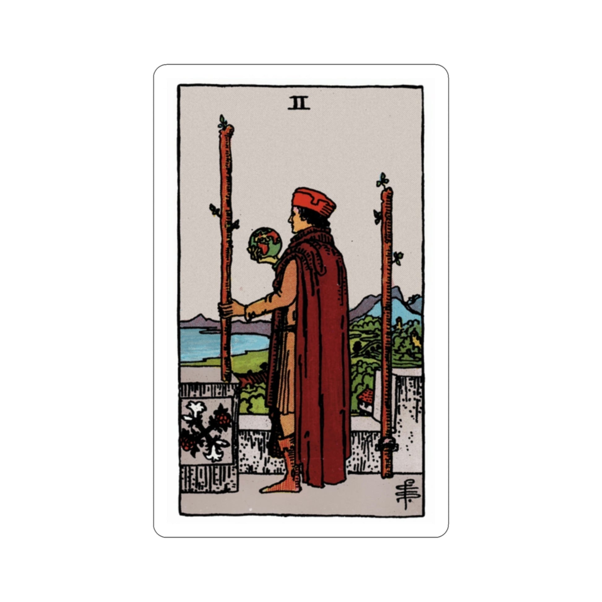 The 2 of Wands (Rider Waite Tarot Deck) STICKER Vinyl Die-Cut Decal-2 Inch-The Sticker Space